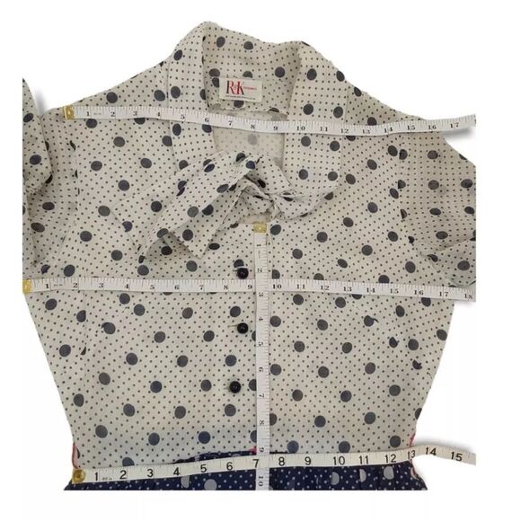 R&D ORIGINAL Women's Vintage Sheer Two Tone Polka Dot Midi Elastic Dress Size S. - Picture 4 of 8